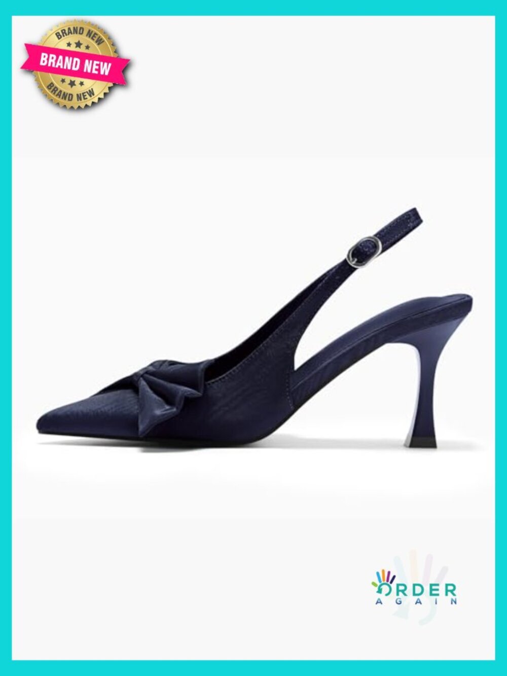 Women's Slingback High Heels Bow Tie Closed Toe Pumps Party Dress Shoes - Picture 4 of 7